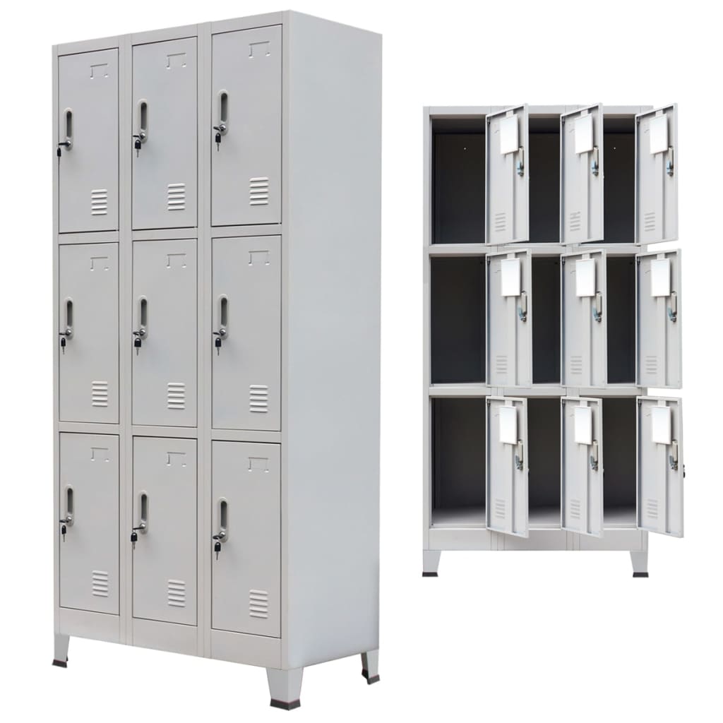 Locker Cabinet With Compartments Steel Gray Grey 20155