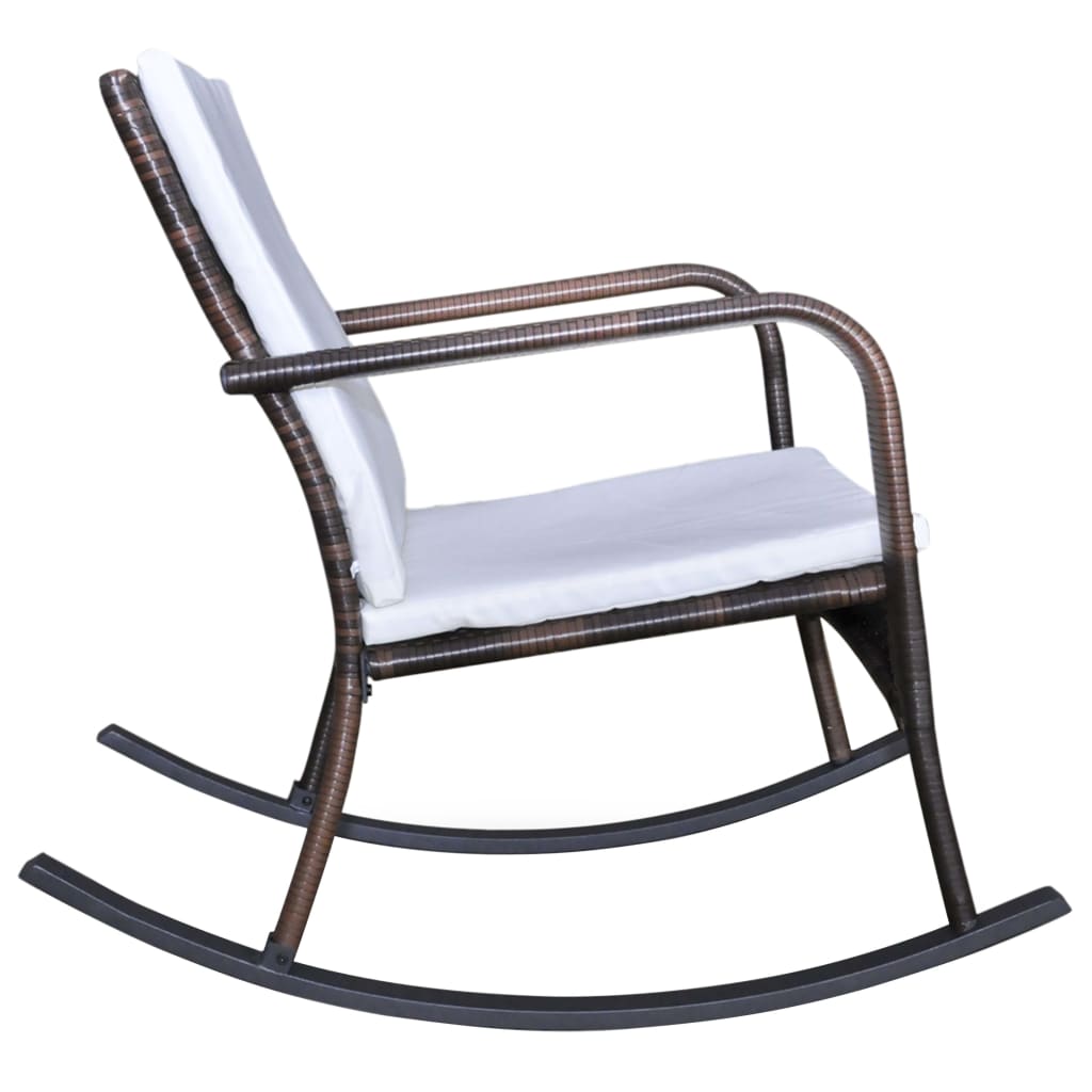 Outdoor Rocking Chair Poly Rattan Brown 42492