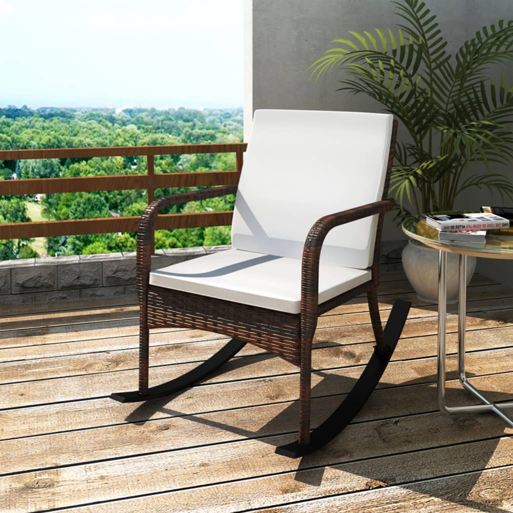 Outdoor Rocking Chair Poly Rattan Brown 42492