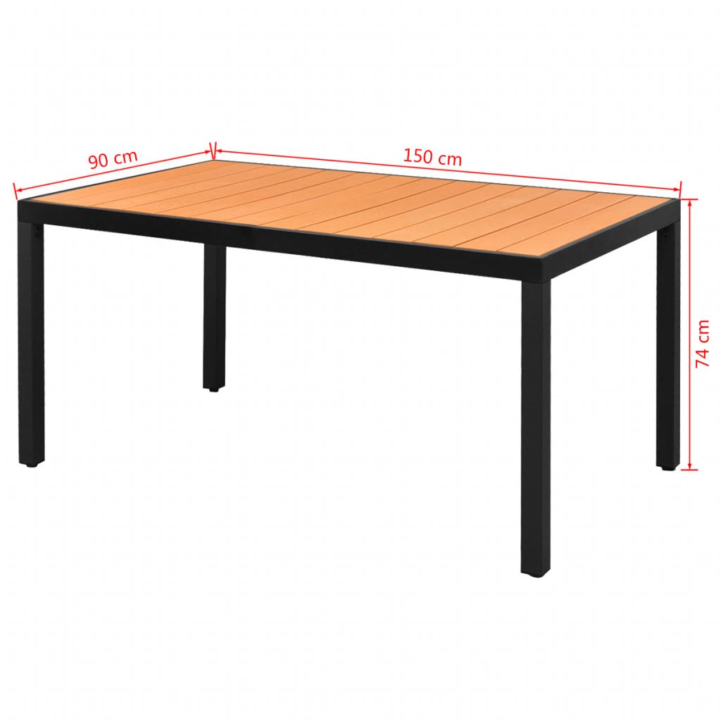 Patio Table Aluminium And Wpc Black 42790