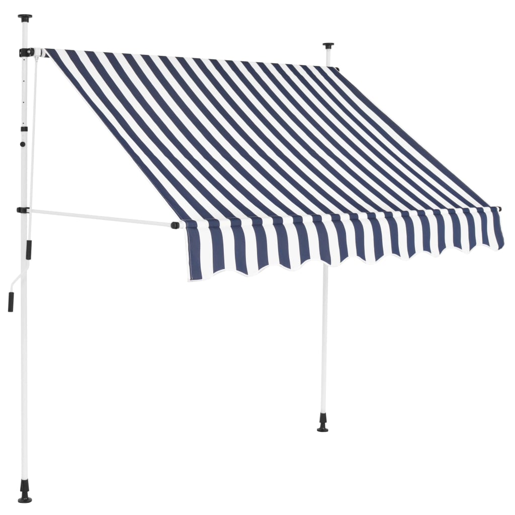 Manual Retractable Awning And White Stripes Blue 43220