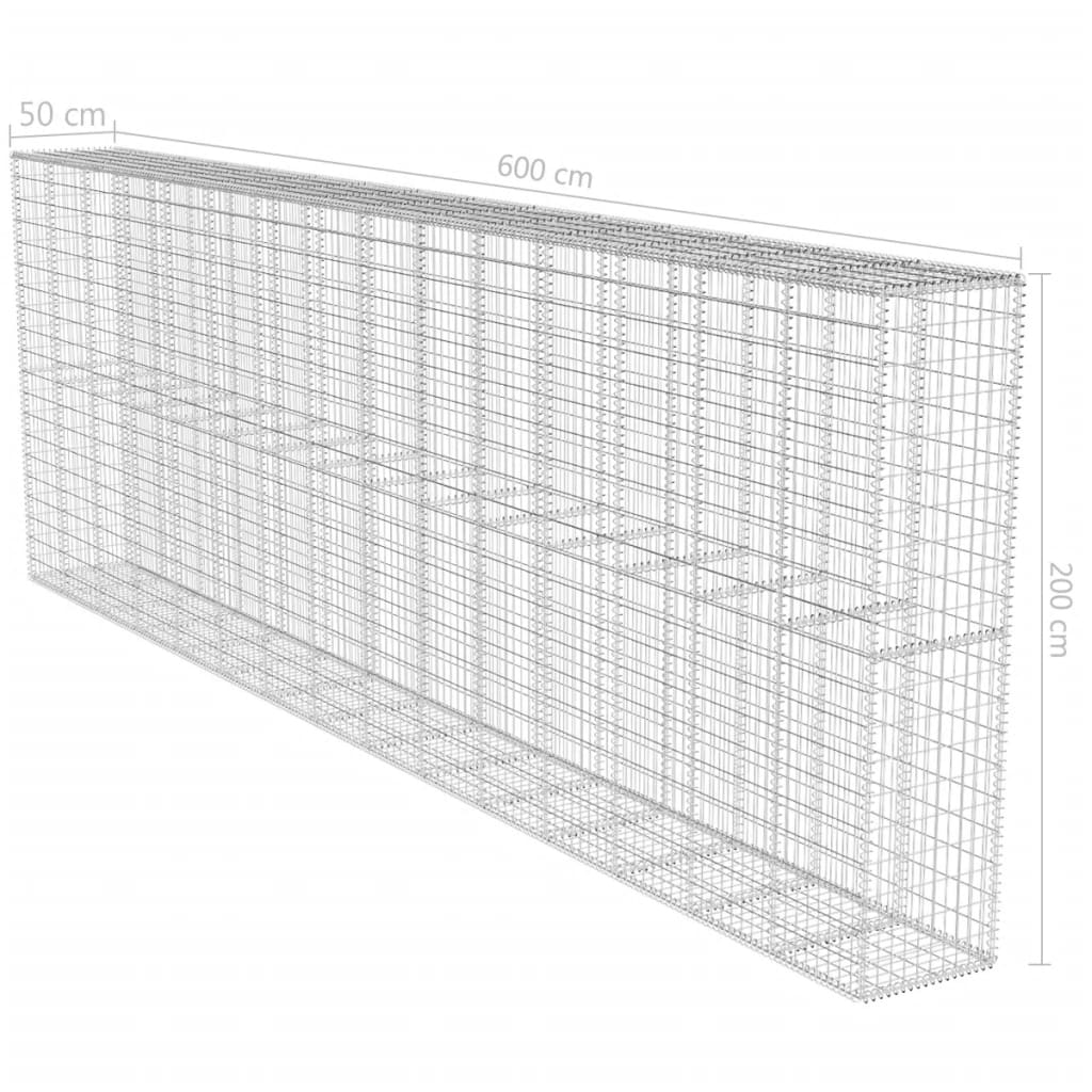 Gabion Wall With Cover Galvanised Steel Silver 142530