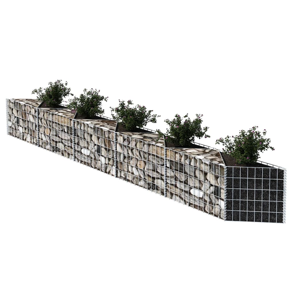 Gabion Wall With Cover Galvanised Steel Silver 142530