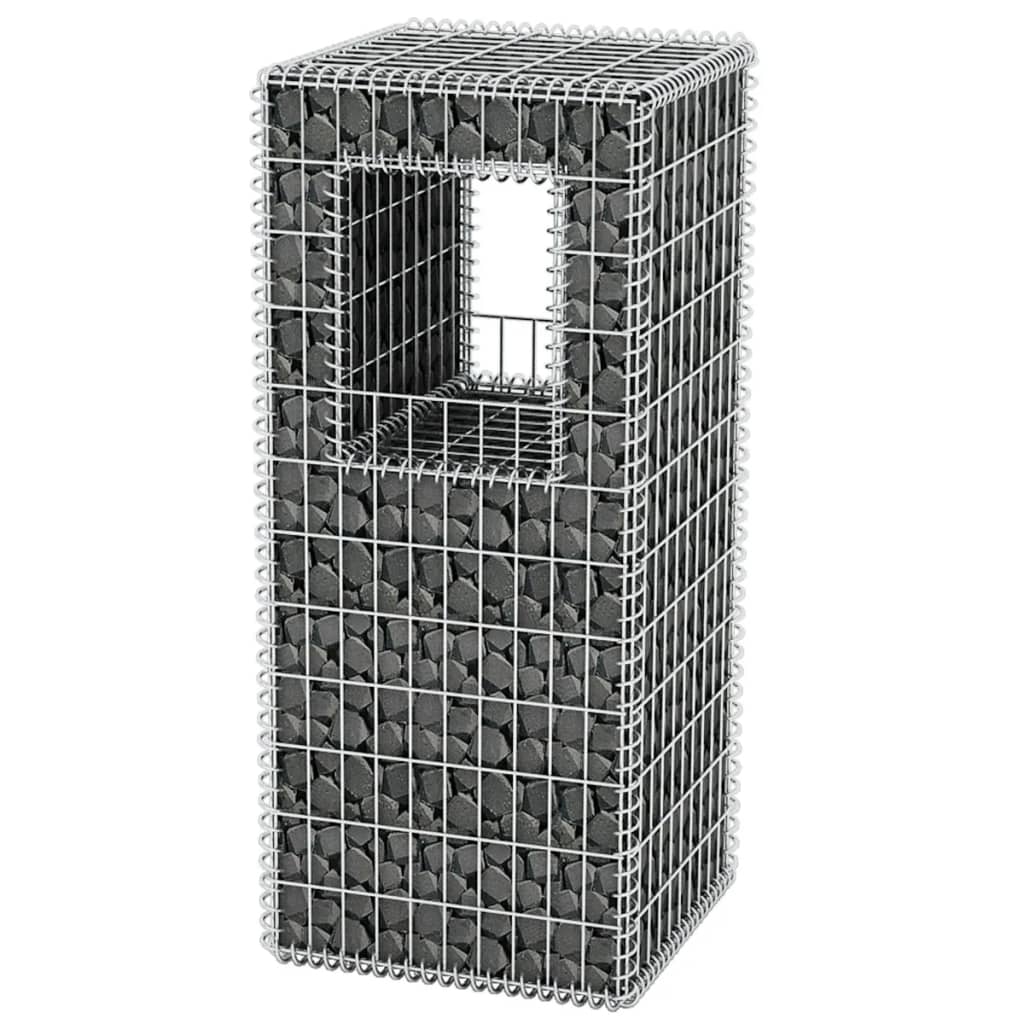 Gabion Basket Post Planter Steel Silver 142541