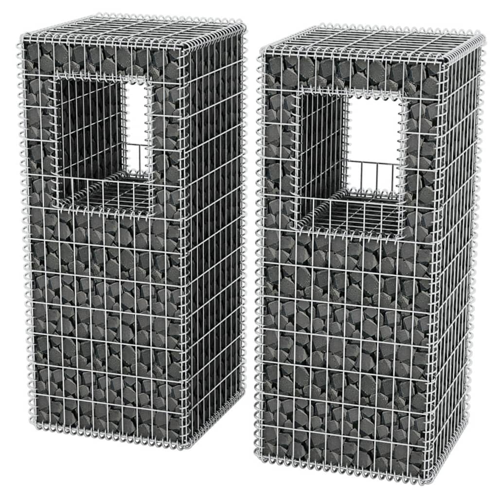 Gabion Basket Posts Planters Steel Silver 142542