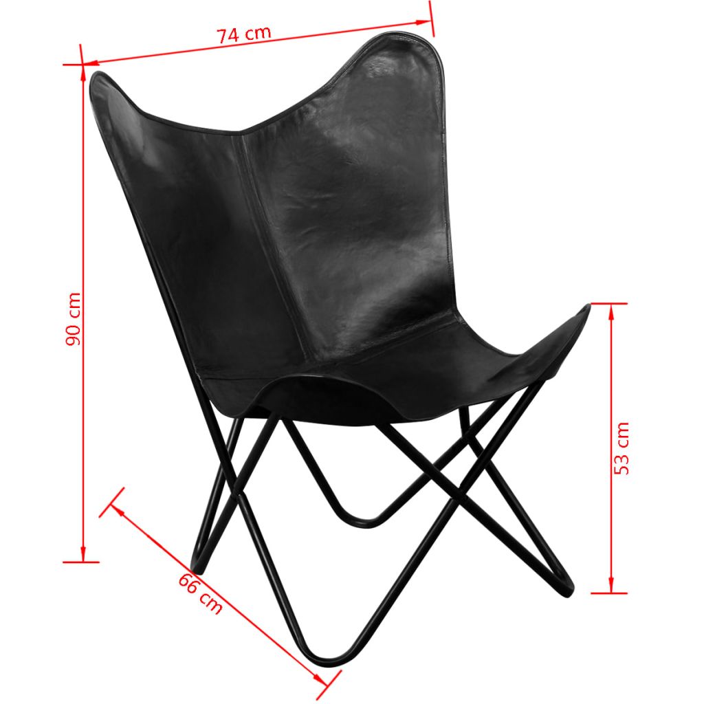 Butterfly Chair Real Leather Black 243695