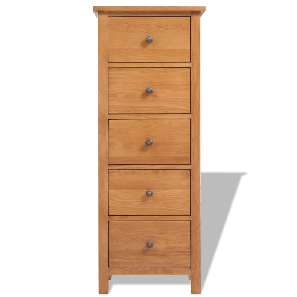 Tallboy Chest Of Drawers Solid Oak Wood Brown 243934
