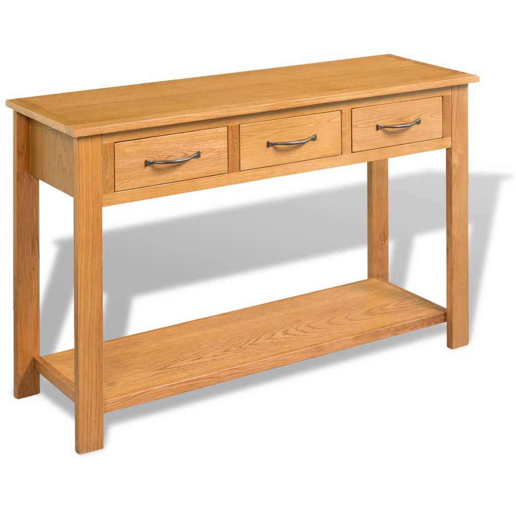 Large Console Solid Oak Wood Brown 244210