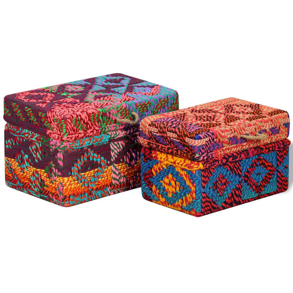Storage Boxes Set Of Chindi Fabric Multicolor Multic 244249