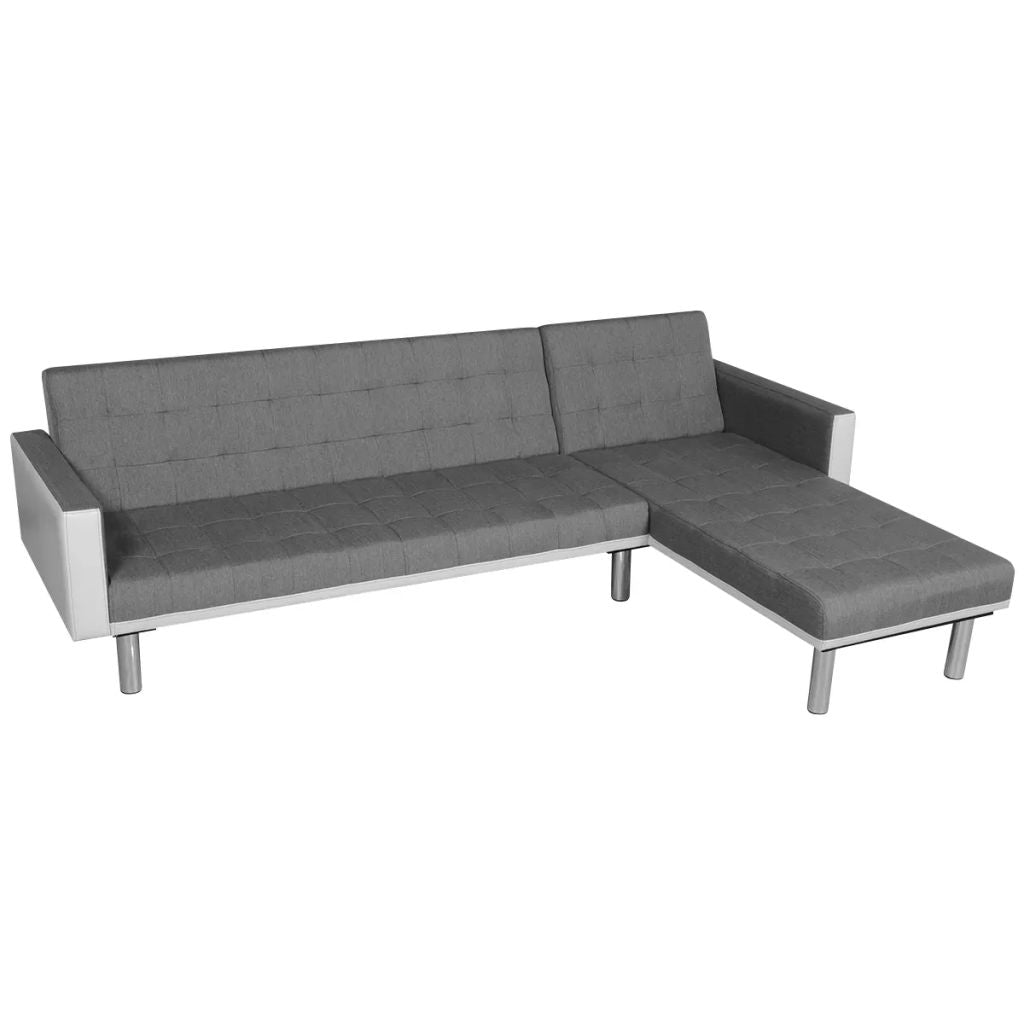 Corner Sofa Bed Fabric Black And Gray Grey 244330