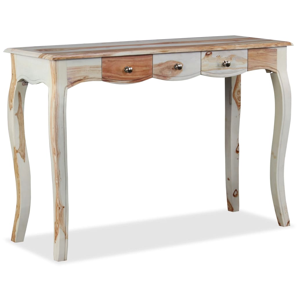 Console With Drawers Solid Sheesham Wood White 244347
