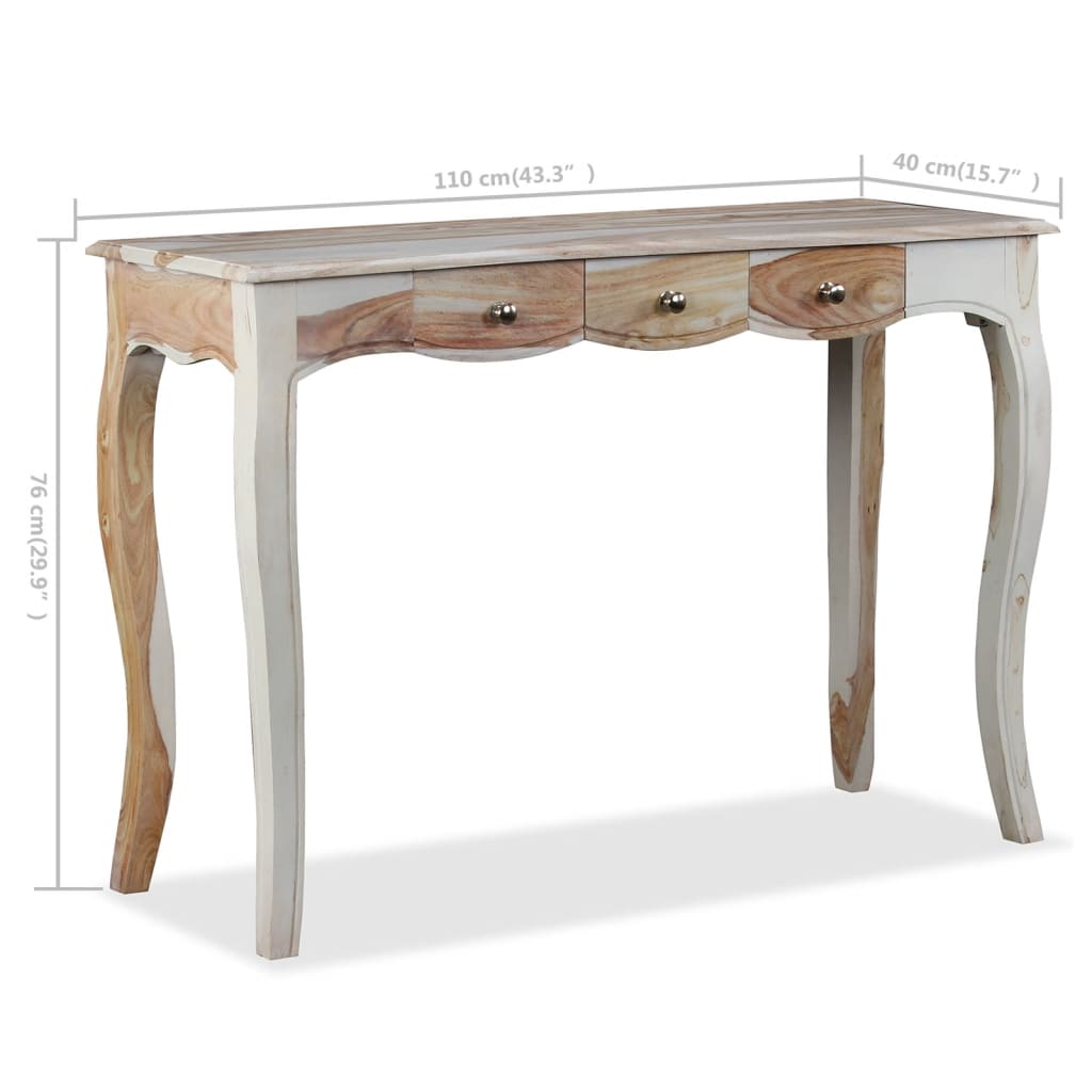 Console With Drawers Solid Sheesham Wood White 244347