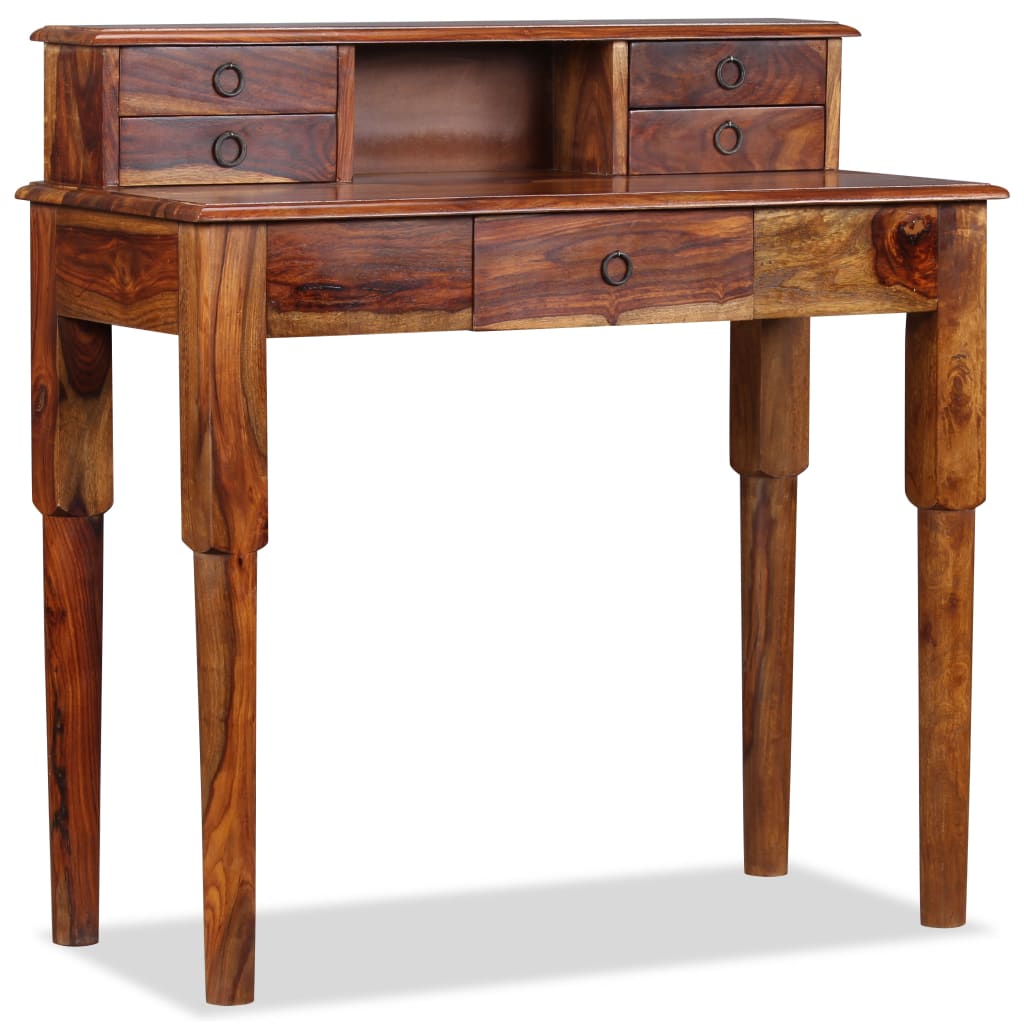 Writing Desk With Drawers Solid Sheesham Wood Brown 244350