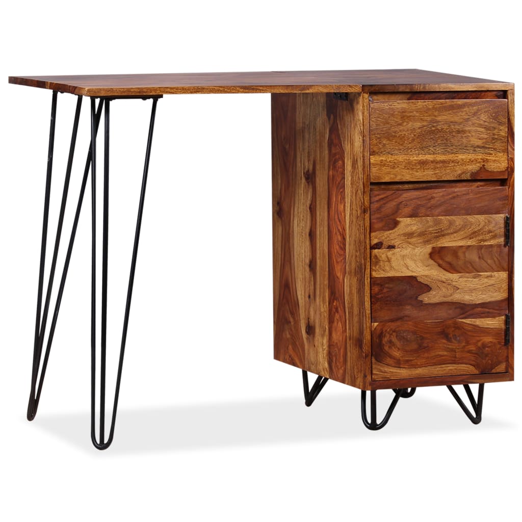 Writing Desk With Drawers Solid Sheesham Wood Brown 244350