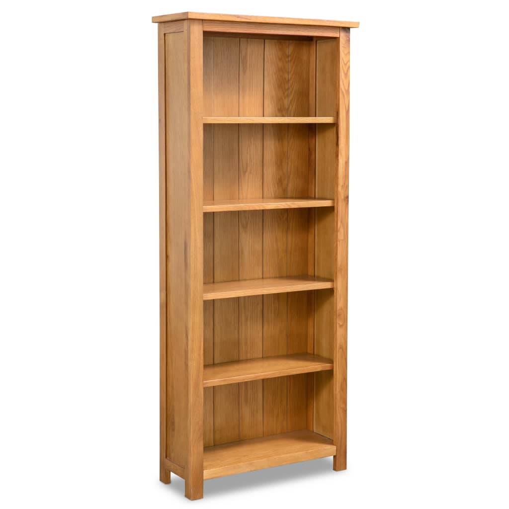 Tier Bookcase Solid Oak Wood Brown 244468