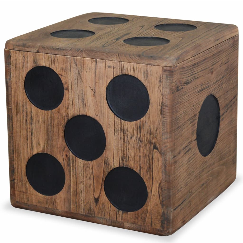 Storage Box Mindi Wood Dice Design Brown 244559