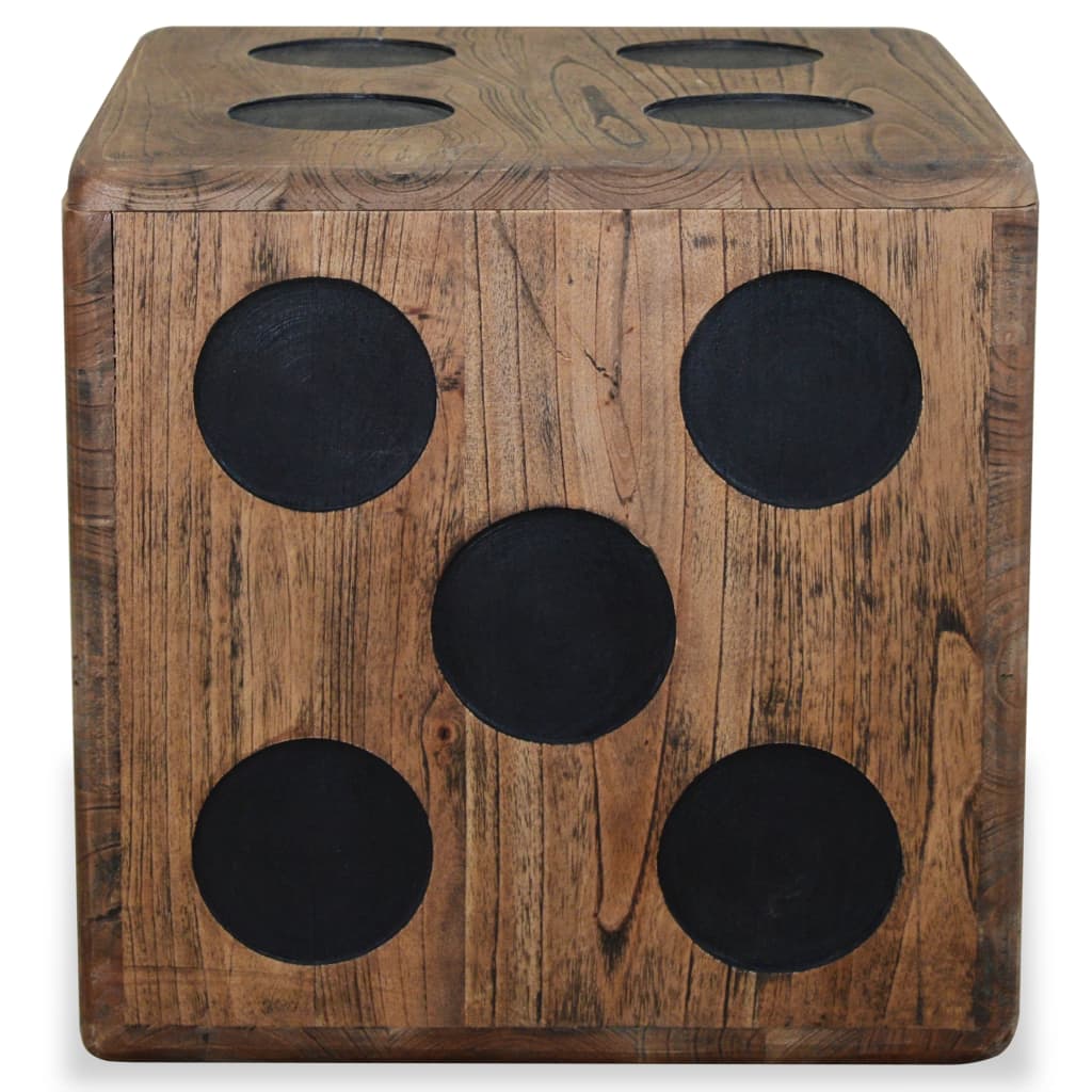 Storage Box Mindi Wood Dice Design Brown 244559