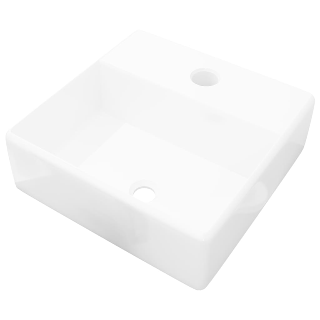 Ceramic Bathroom Sink Basin With Faucet Hole White 142640