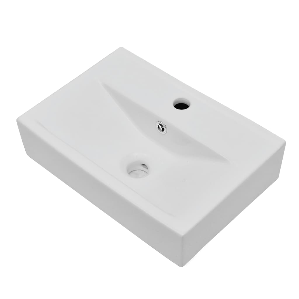 Ceramic Bathroom Sink Basin With Faucet Hole Square 142642