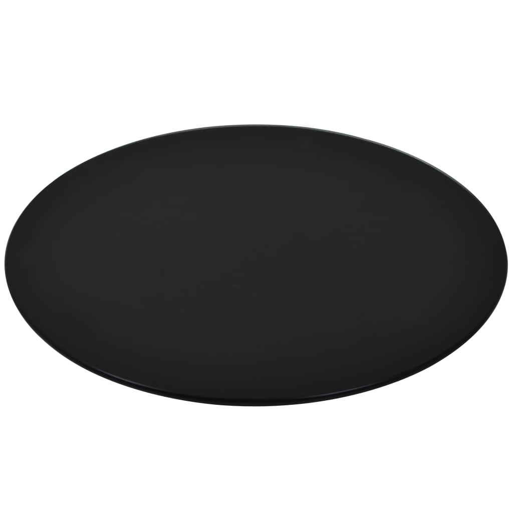 Table Top Tempered Glass Round Black 244612