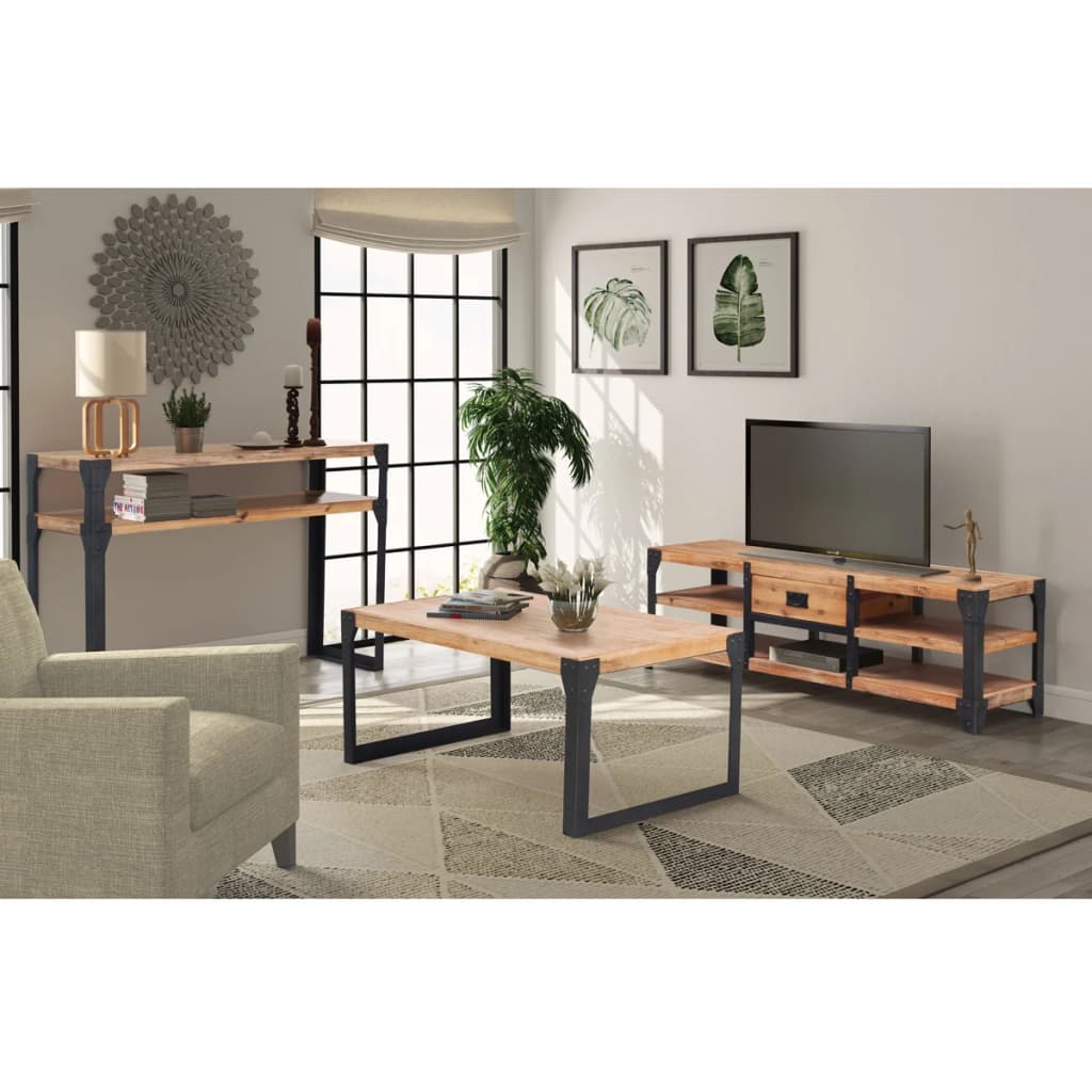 Living Room Furniture Set Solid Acacia Wood Brown 274708