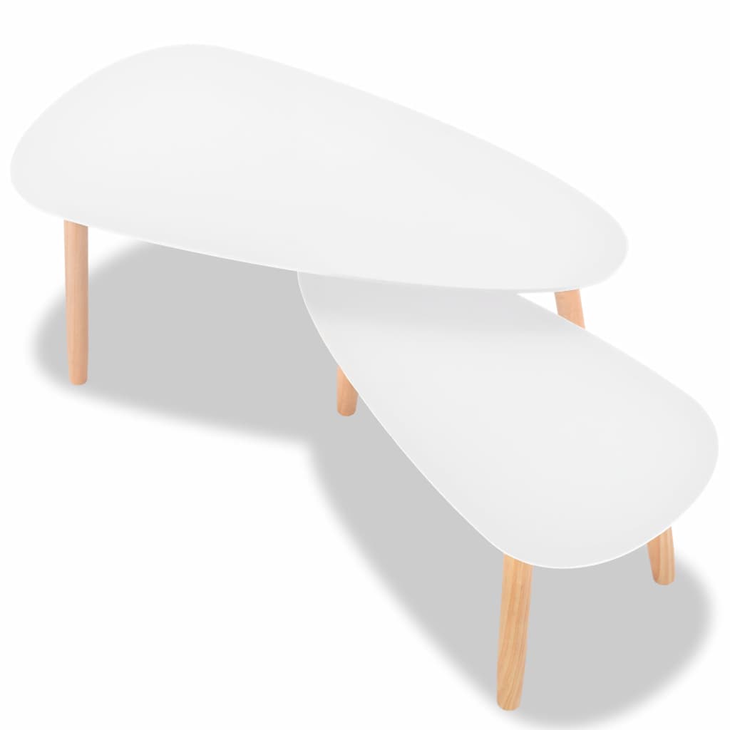 Coffee Table Set S Solid Pine White 244731