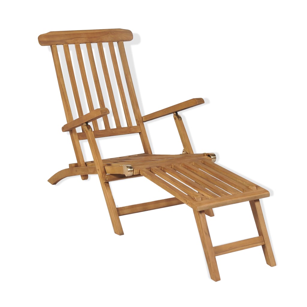 Deck Chair With Footrest Solid Teak Wood Brown 43800