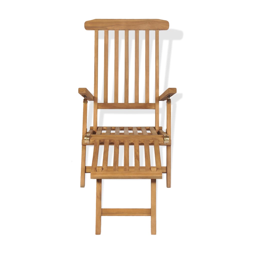 Deck Chair With Footrest Solid Teak Wood Brown 43800