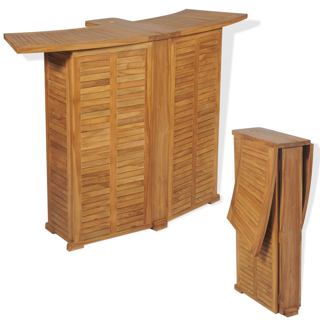 Folding Bar Table Solid Teak Wood Brown 43804