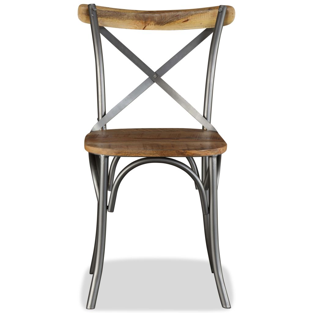 Dining Chairs Solid Mango Wood And Steel Cross Back 274882