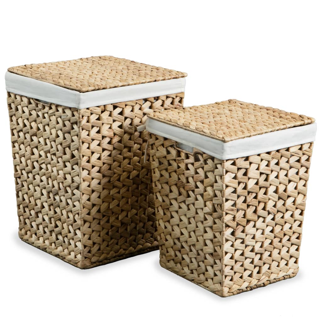 Laundry Basket Set S Water Hyacinth Brown 245488