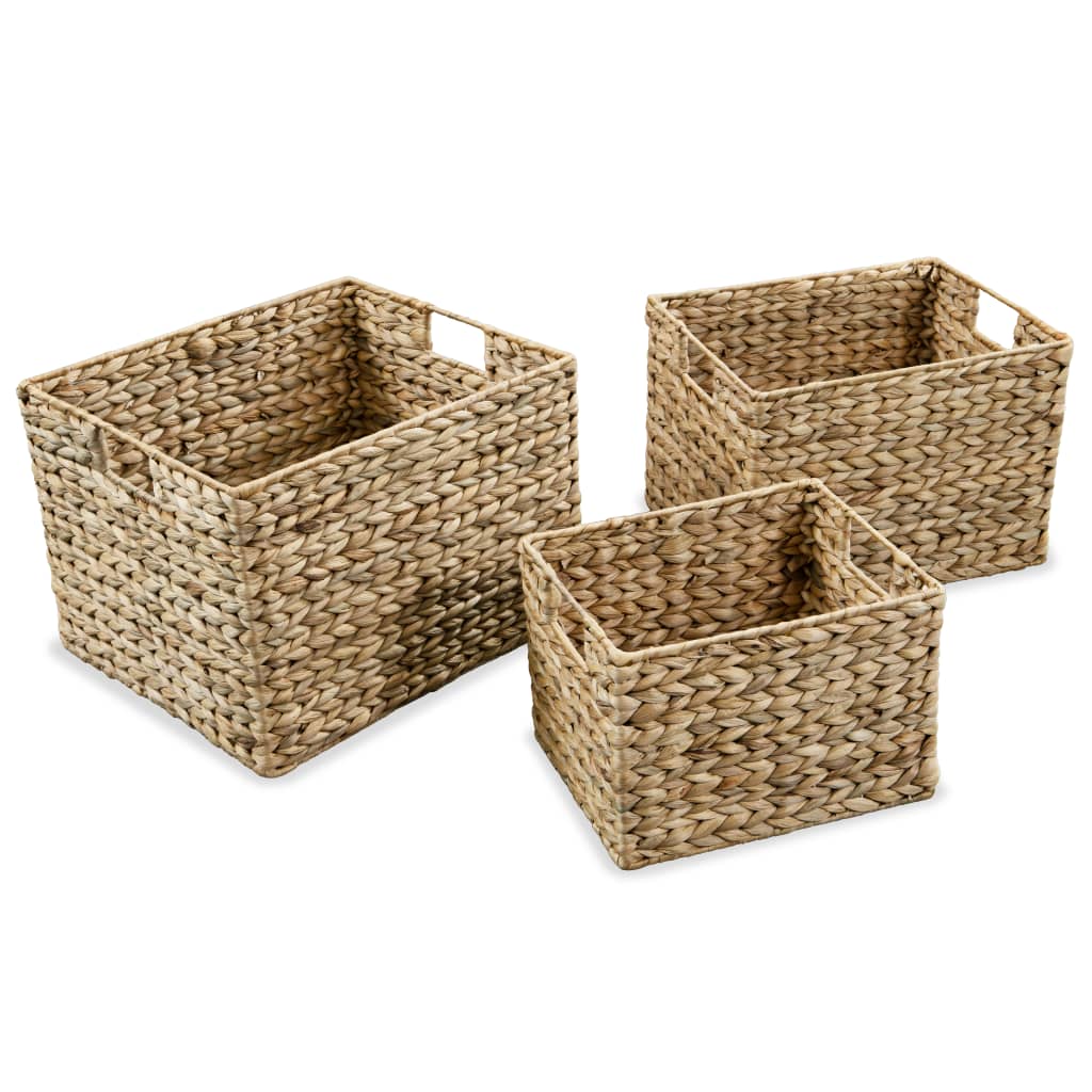 Storage Basket Set S Water Hyacinth Brown 245490