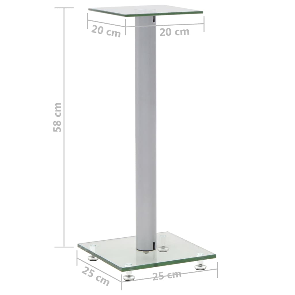 Speaker Stands Tempered Glass Pillar Design Silver 50672
