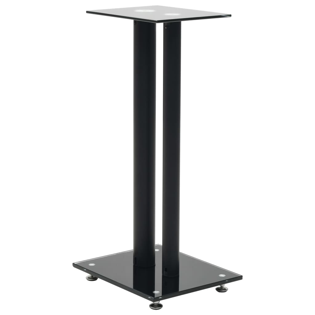 Speaker Stands Tempered Glass Pillar Design Black 50671
