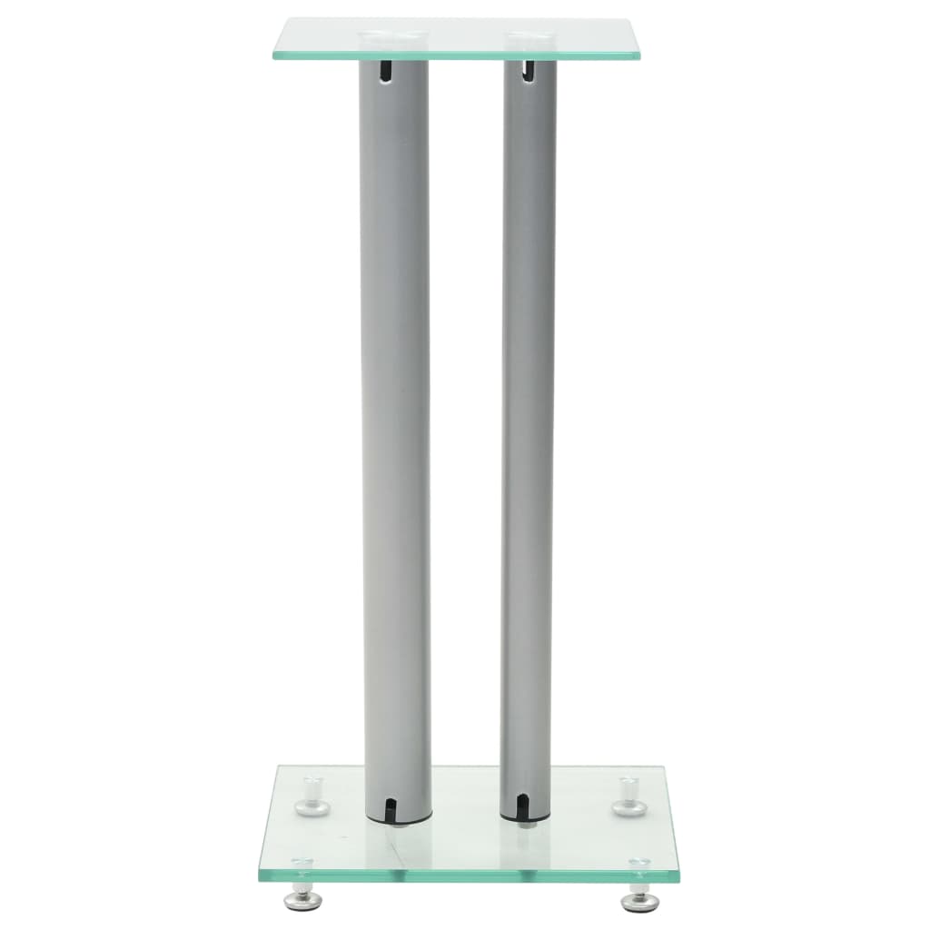 Speaker Stands Tempered Glass Pillar Design Silver 50672