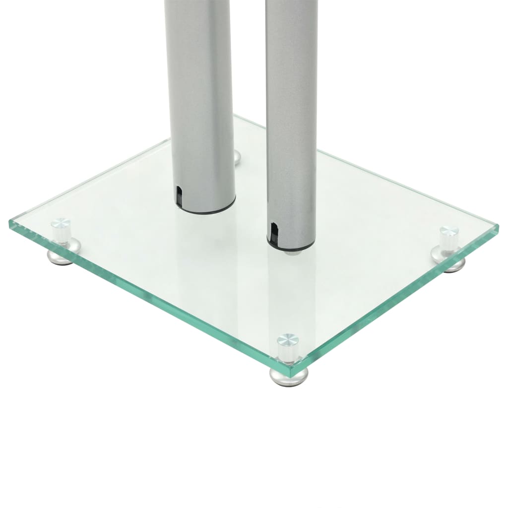 Speaker Stands Tempered Glass Pillars Design Silver 50674
