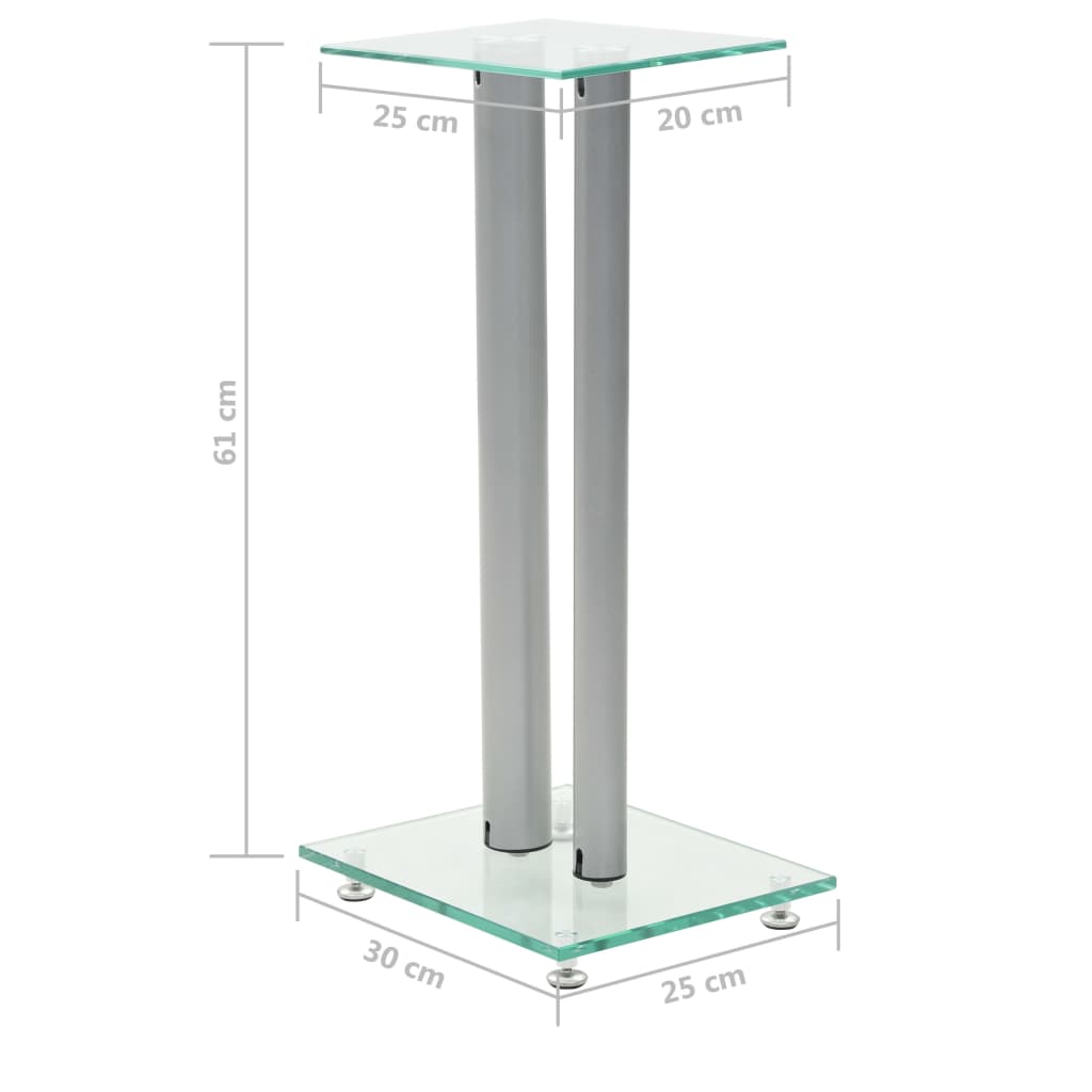 Speaker Stands Tempered Glass Pillars Design Black 50673