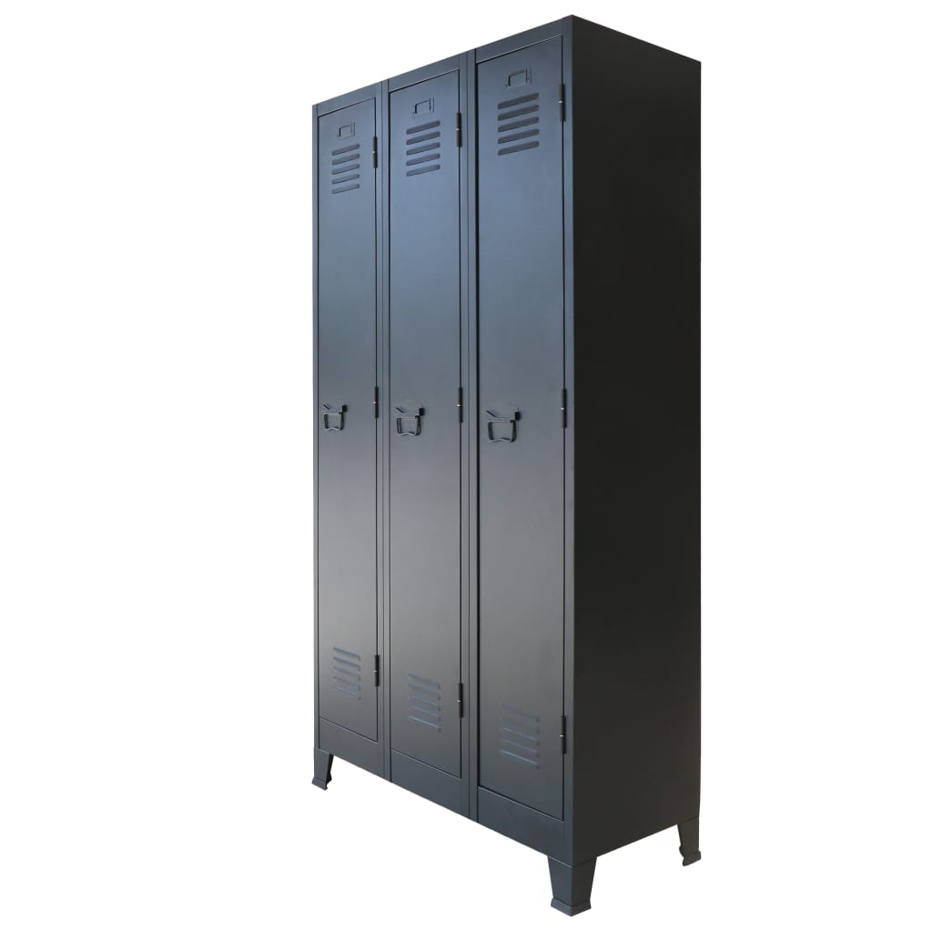 Locker Cabinet Metal Industrial Style Black 245962