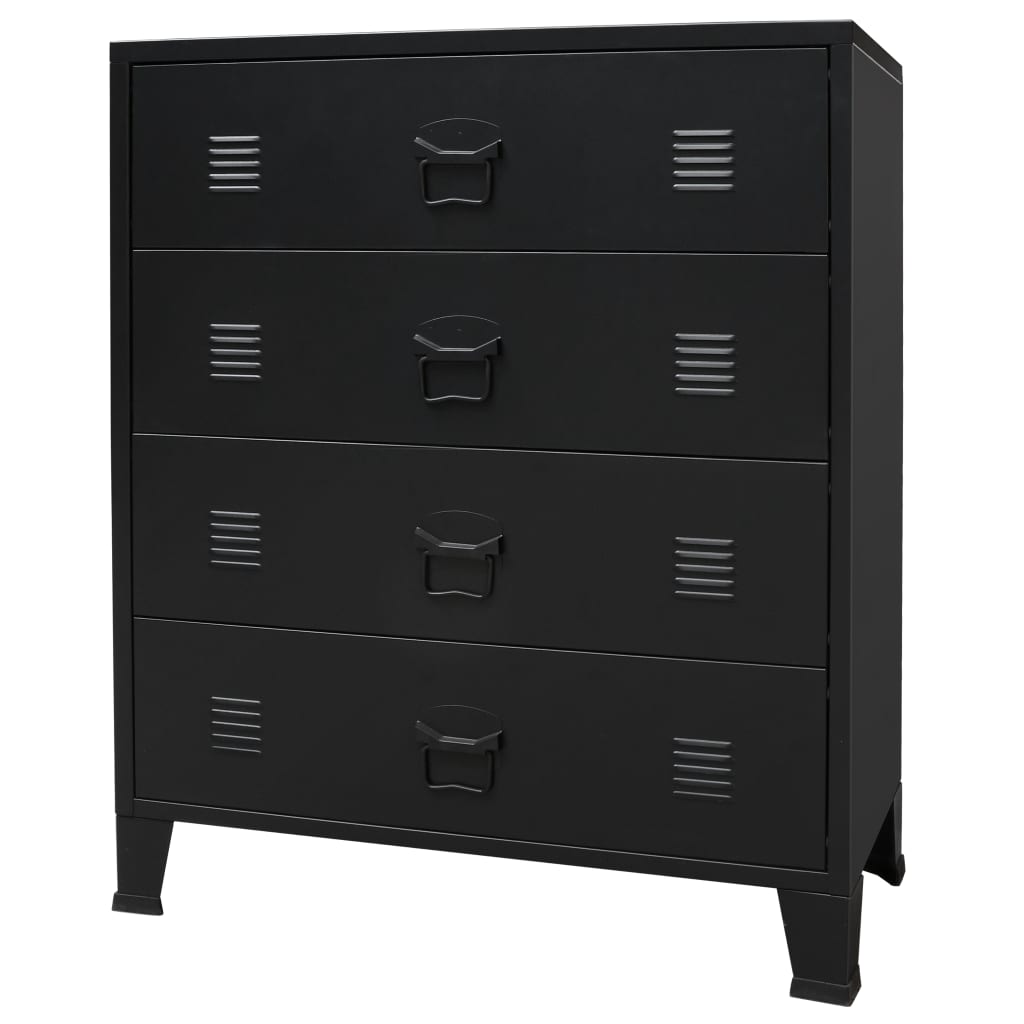 Chest Of Drawers Metal Industrial Style Black 245963