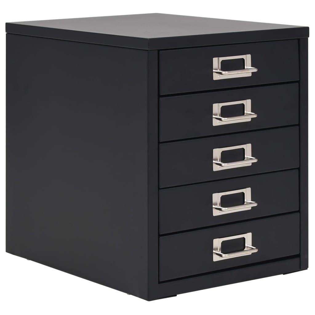 Filing Cabinet With Drawers Metal Black 245974