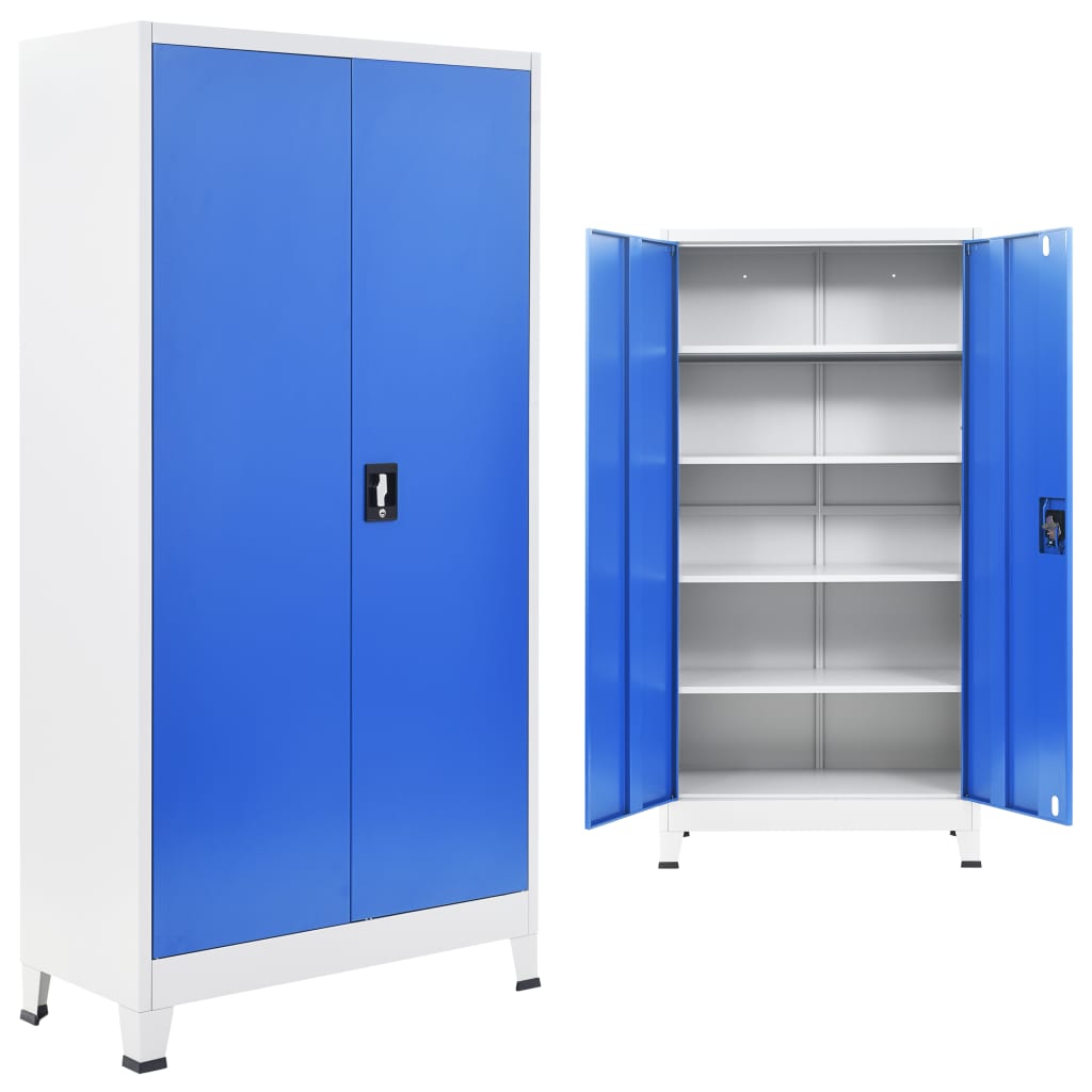 Office Cabinet Metal Gray And Blue 245976