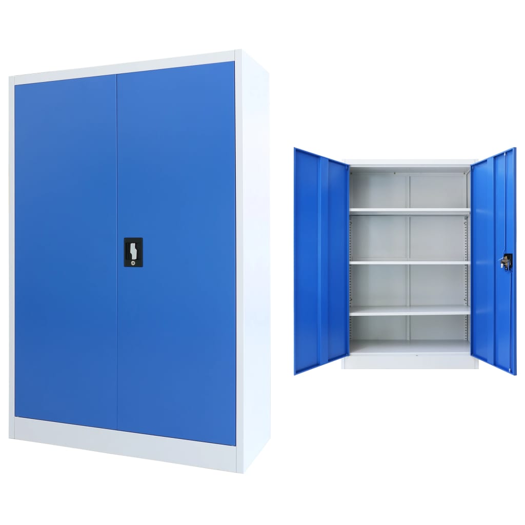 Office Cabinet Metal Gray And Blue 245976