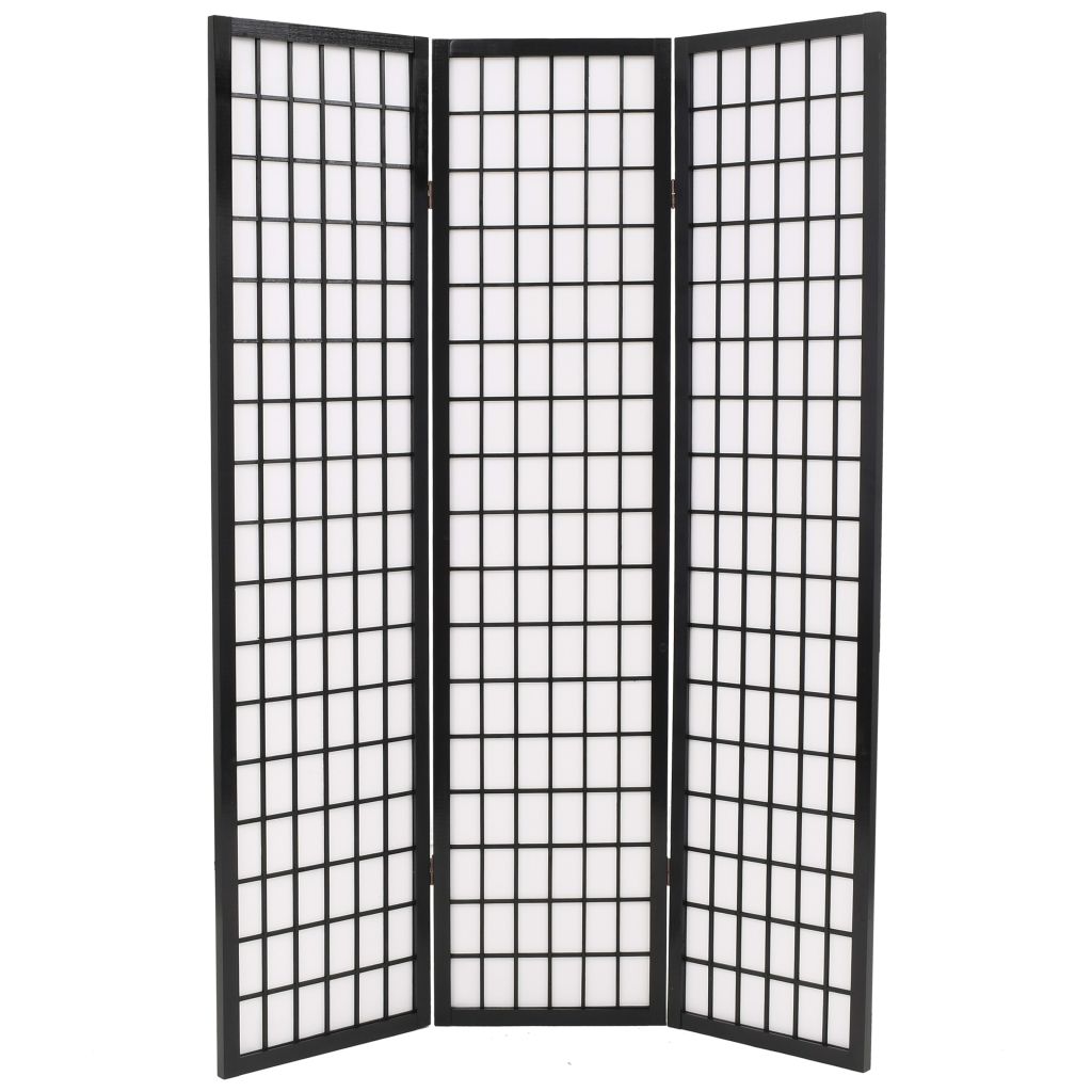 Folding Panel Room Divider Japanese Style Black 245897