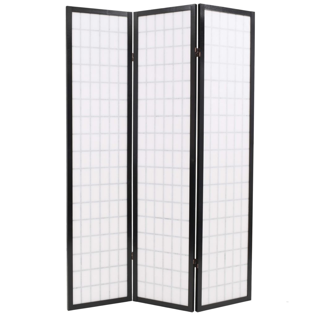 Folding Panel Room Divider Japanese Style Black 245897