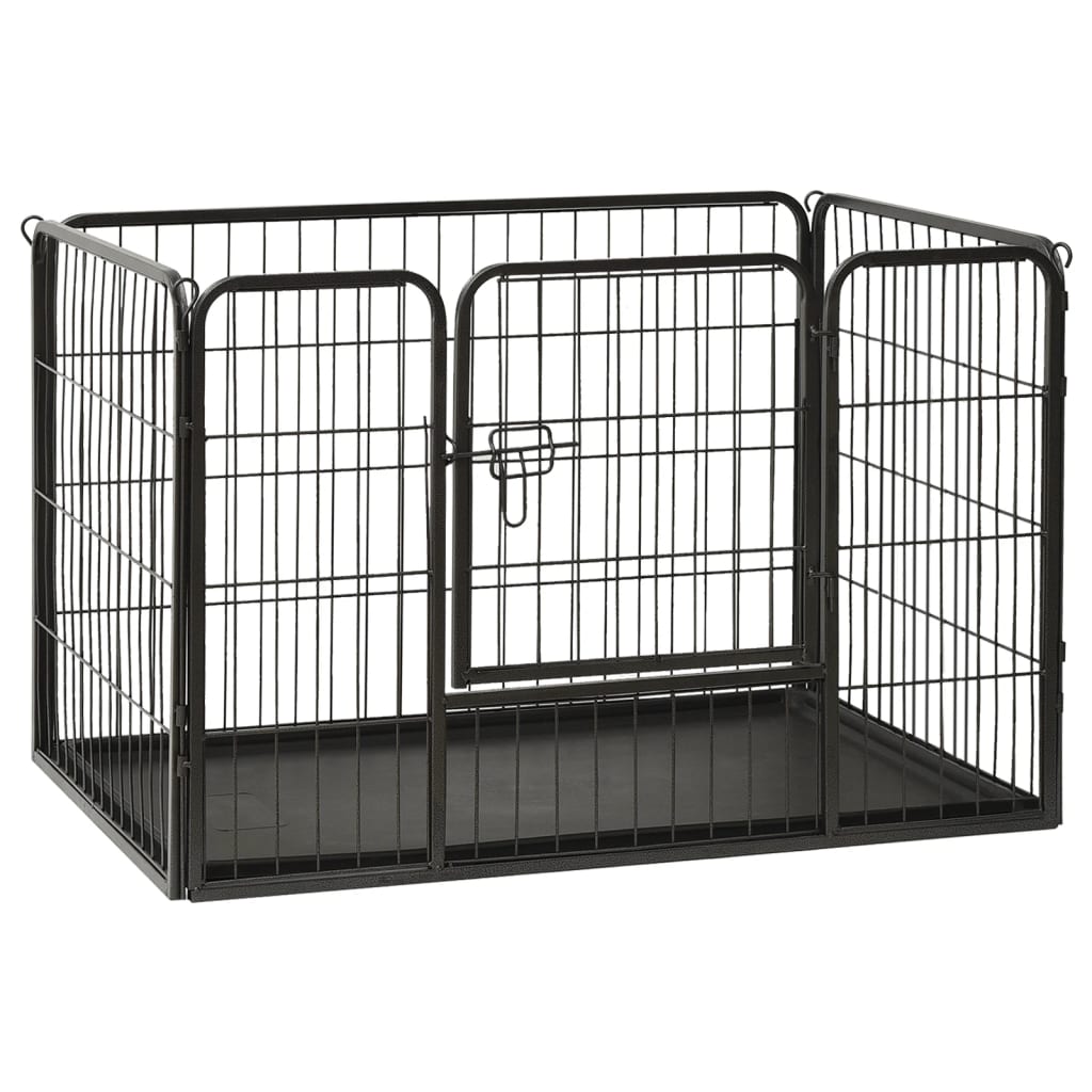 Dog Playpen Panels Steel Black 170571