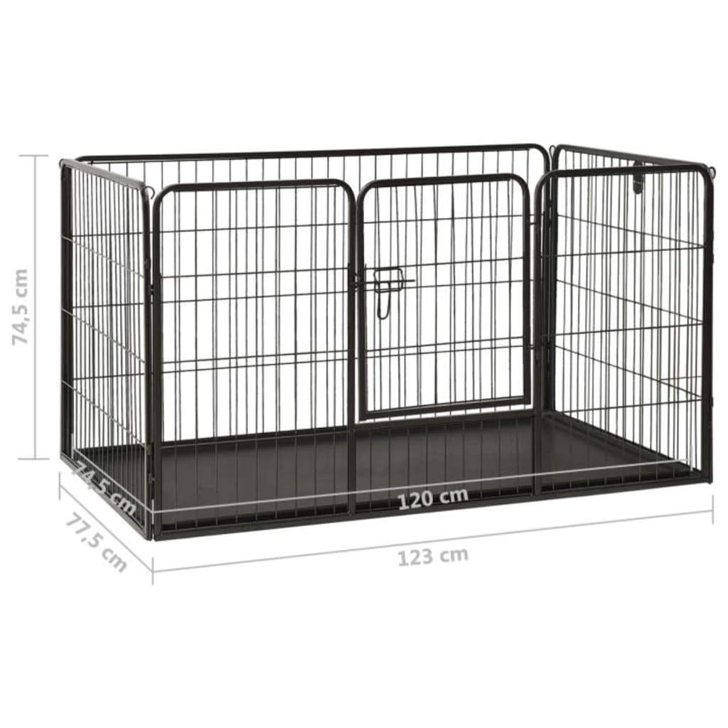 Dog Playpen Panels Steel Black 170571