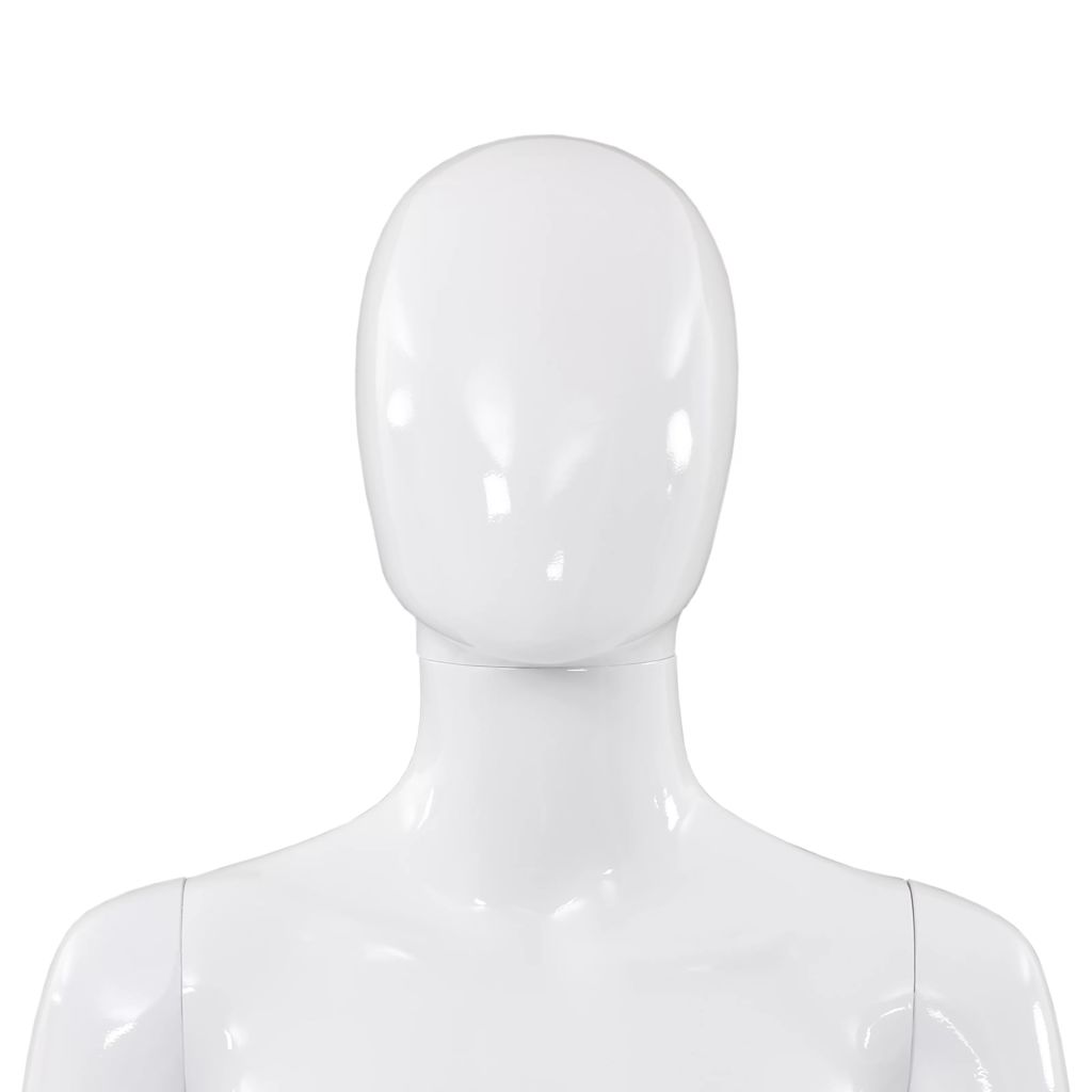 Full Body Male Mannequin With Glass Base Glossy Whit 142926
