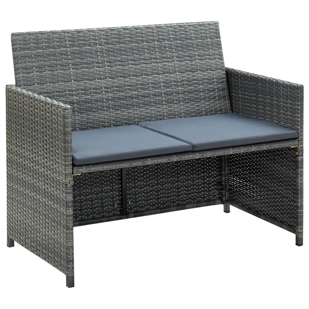 Seater Patio Sofa With Cushions Poly Rattan Black 43910