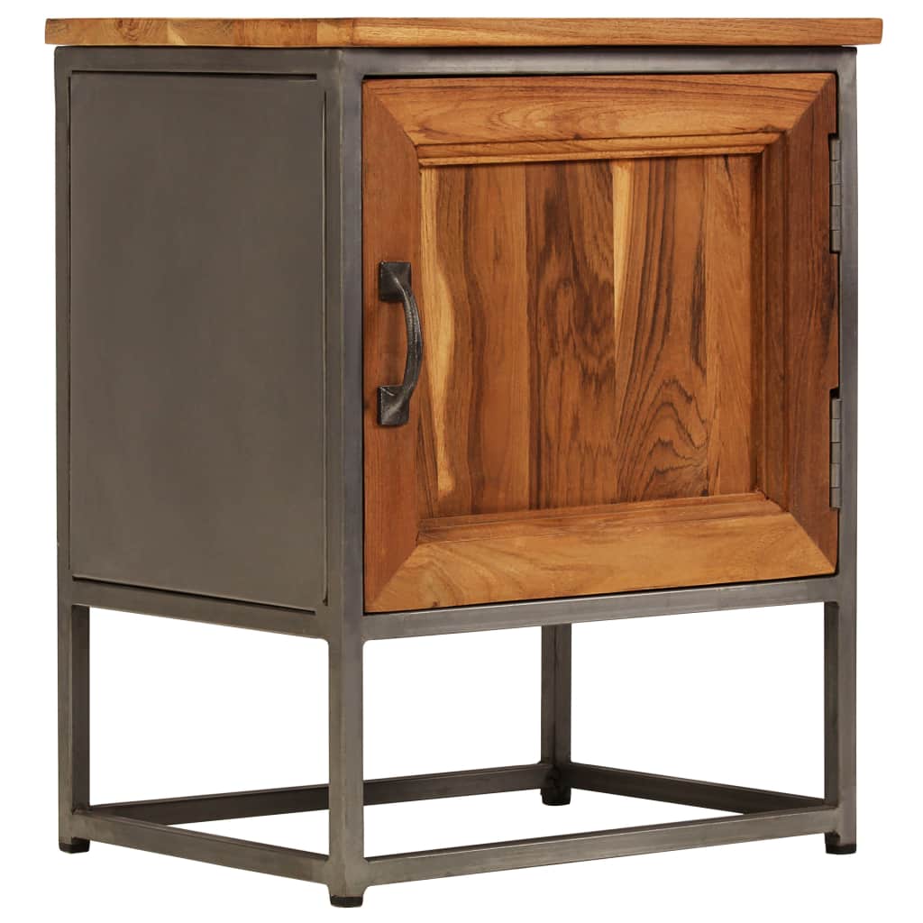 Bedside Cabinet Recycled Teak And Steel Brown 246278