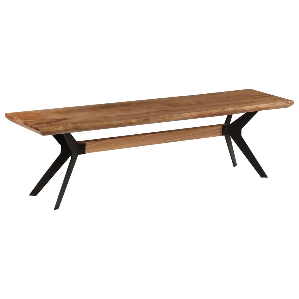 Dining Bench Solid Acacia Wood And Steel Brown 246318
